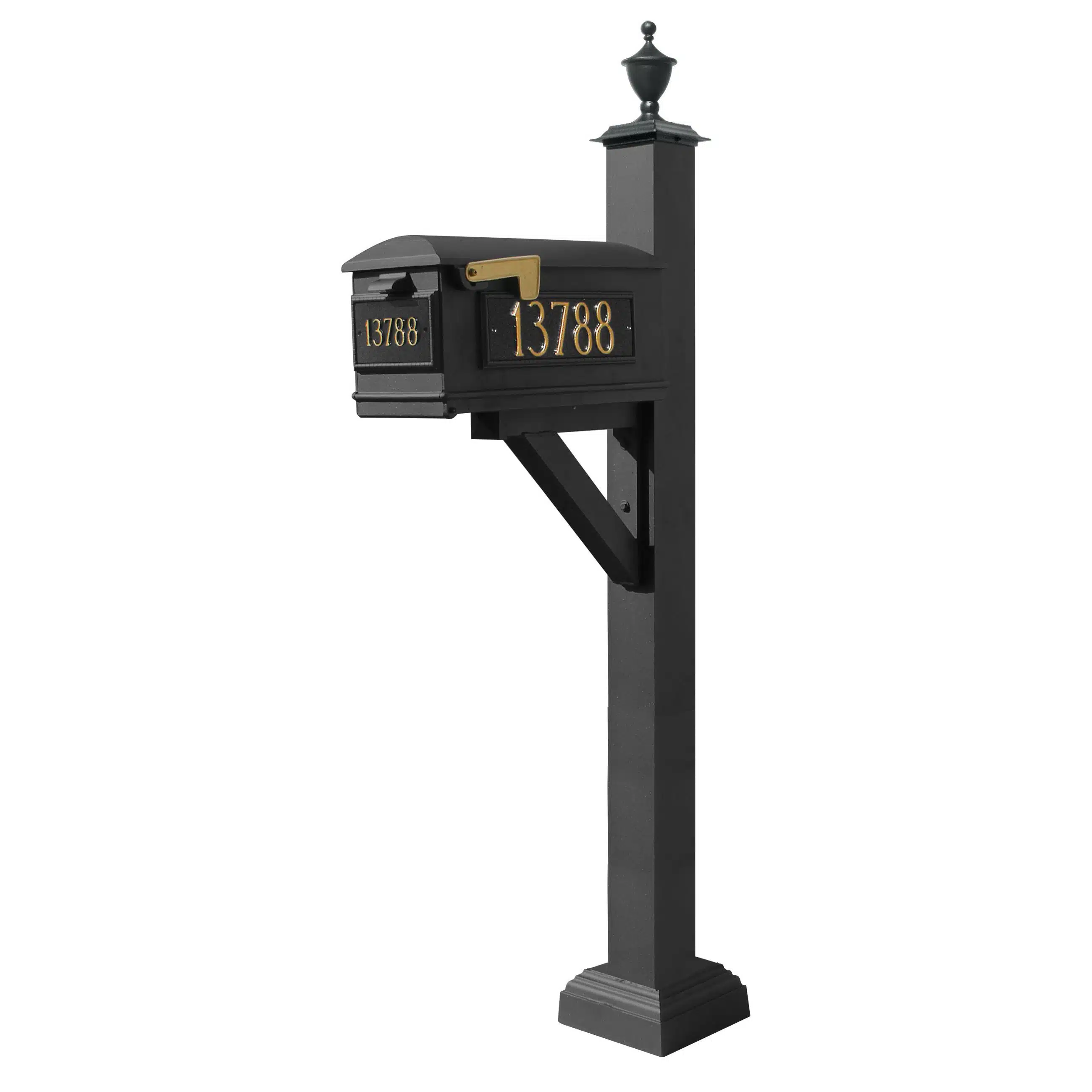 Westhaven System with Lewiston Mailbox, (3 Cast Plates) Square Collar & Urn Finial Product Image